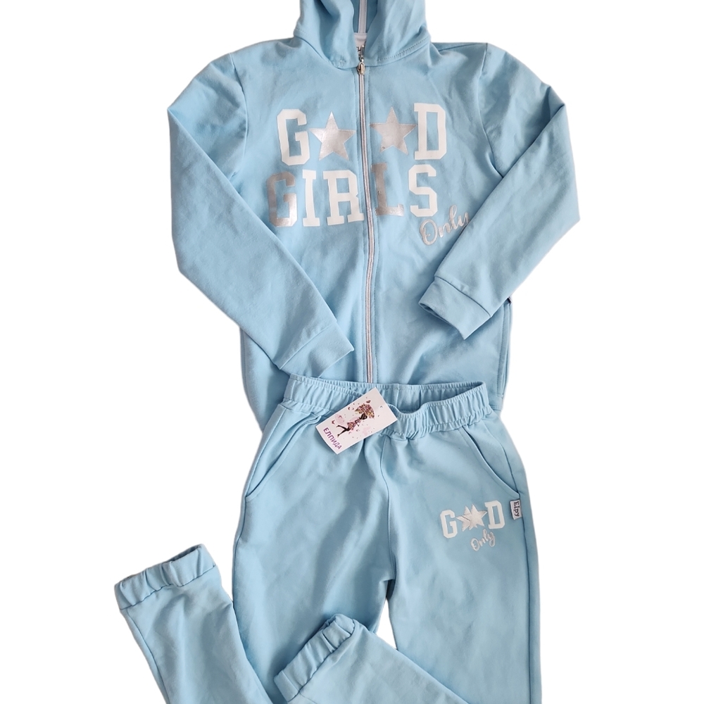 Children's tracksuit, size 12, color blue material 95%cotton, 5% elastin